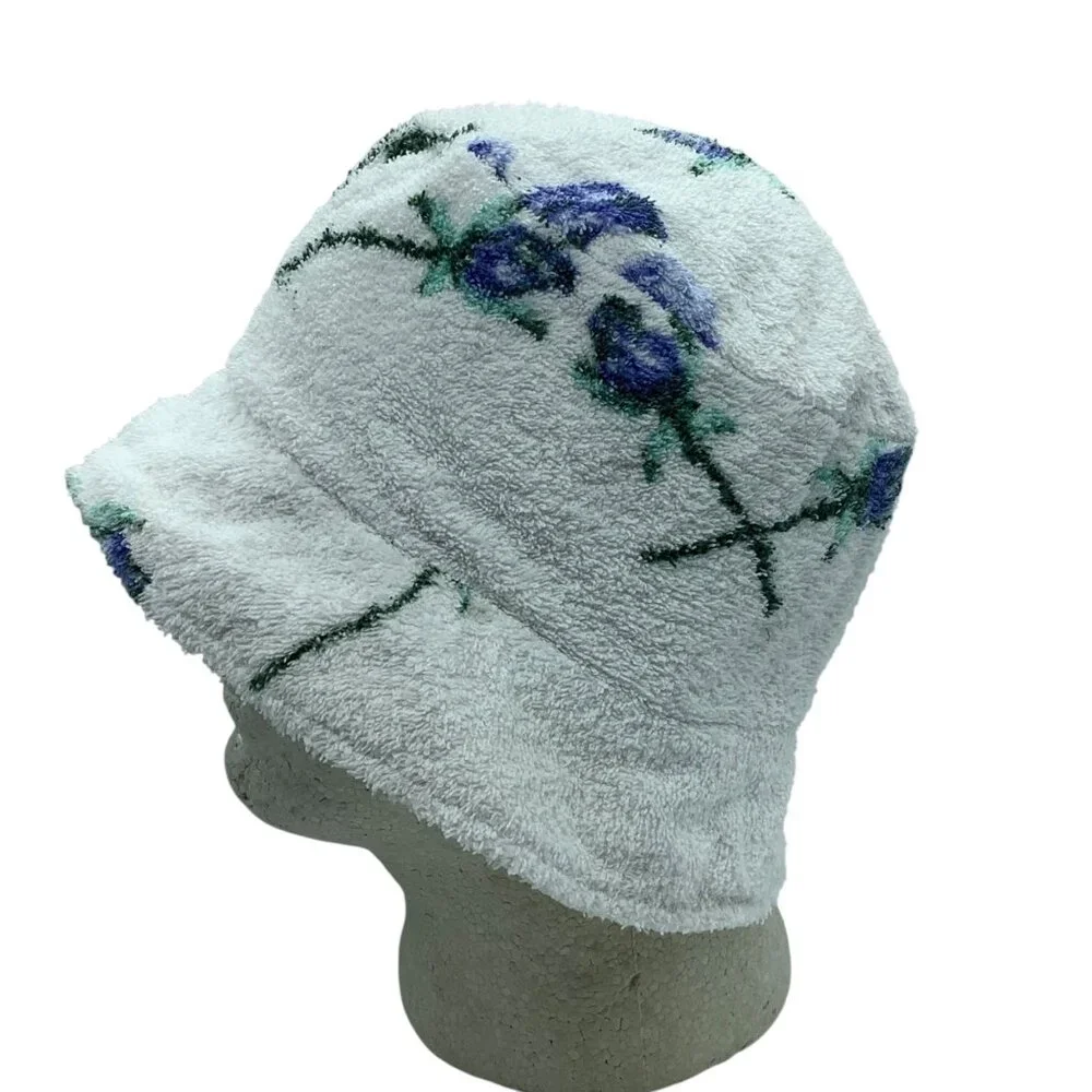 Aquarius Cocktail FOXY Floral Bucket‎ Hat Small Terrycloth Garmentory Reversible